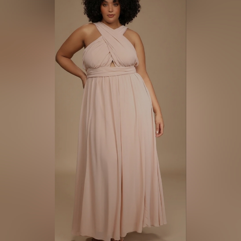 LULUS Divine Inspiration Blush Halter Maxi Dress Size XL NWT